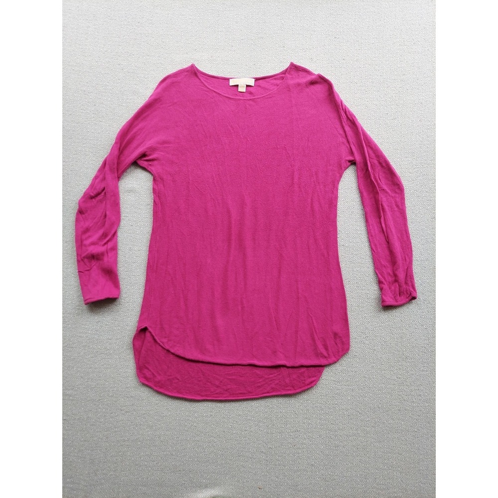 Michael Michael Kors Tunic Womens L Magenta Pink High Low Hem Knit Sweater Top